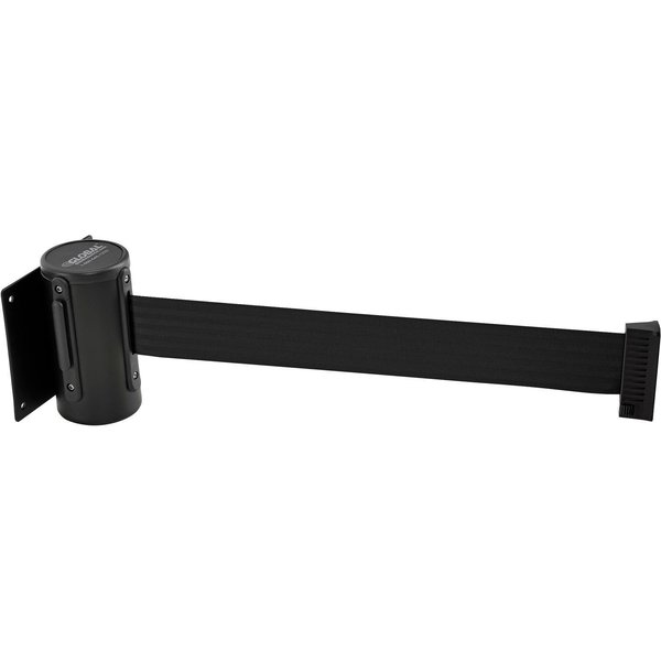 Global Industrial Wall Mount Retractable Belt Barrier, Black Case W/7-1/2' Black Belt 708410BK